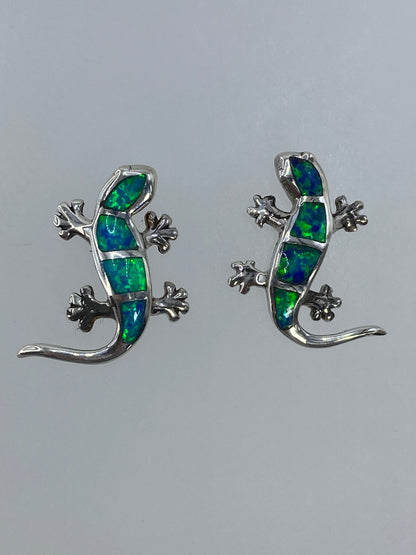 Par de aretes de plata 925 con ópalo de fuego verde limón, 1.2 cm de largo