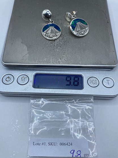 Aretes Plata Opalo Fuego Pirámide Chichén Itzá — Taxco 950 — foto 6