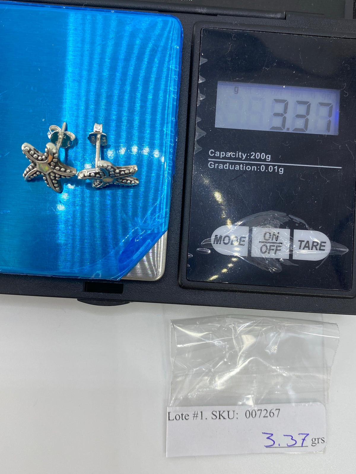 Aretes de Plata Estrella Marina con Ópalo de Fuego — Taxco — foto 6