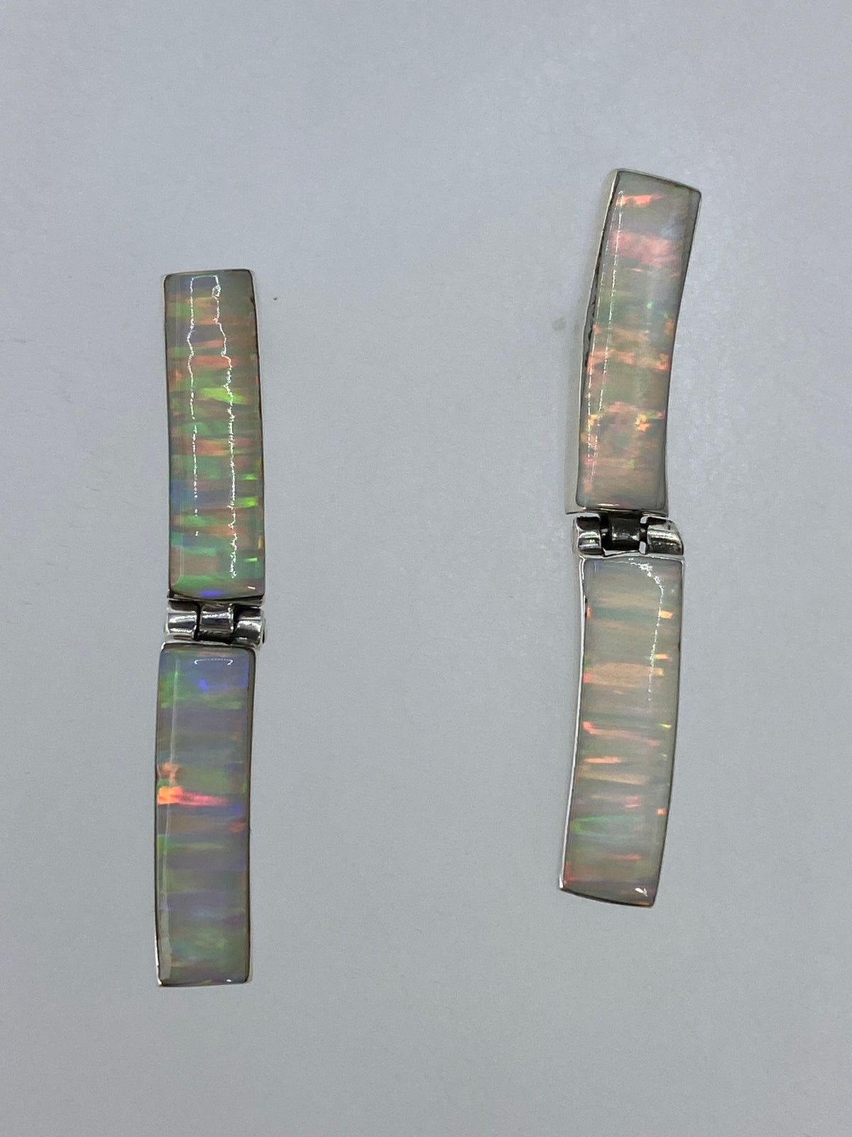 Par de aretes de plata 925 con Ópalo de Fuego multicolor de 3 cm