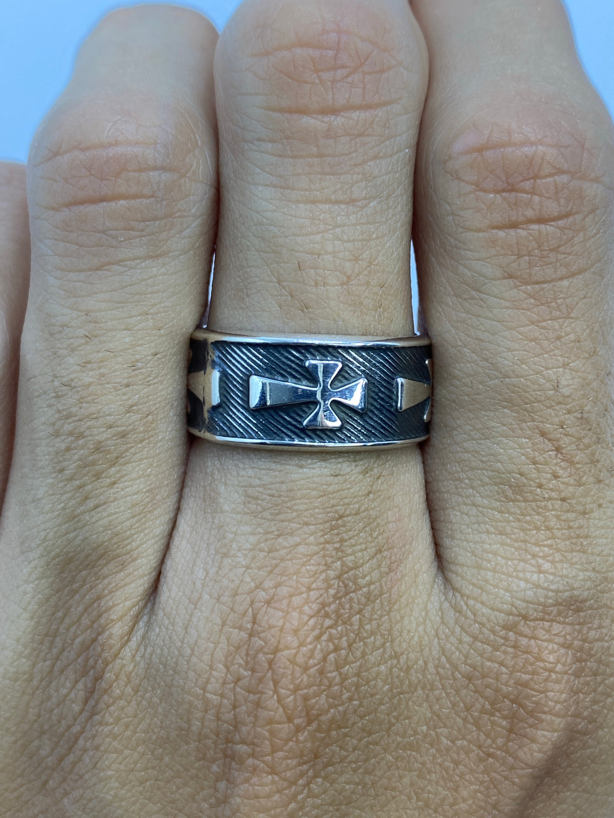 Anillo Plata Repujado Cruces Religiosas — Taxco 925 — foto 5