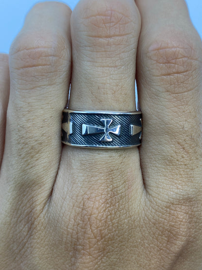 Anillo Plata Repujado Cruces Religiosas — Taxco 925 — foto 5