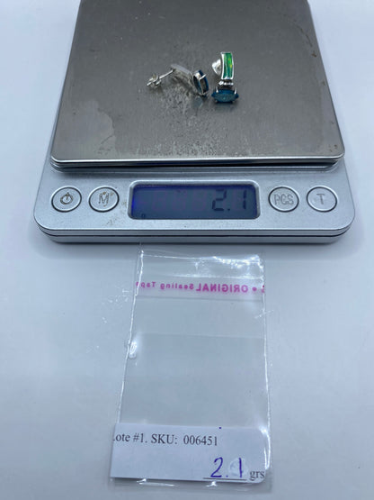 Aretes de Plata Opalo de Fuego Verde — Taxco 950 — foto 6