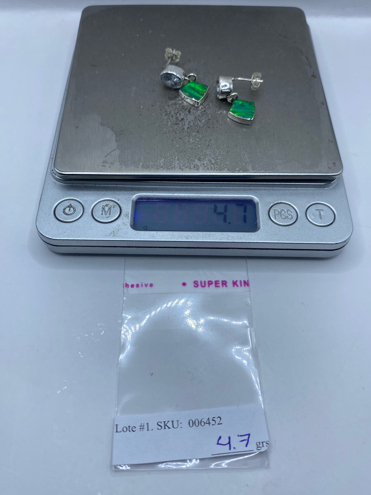 Aretes Plata Ópalo de Fuego Verde Limón — Taxco 950 — foto 6