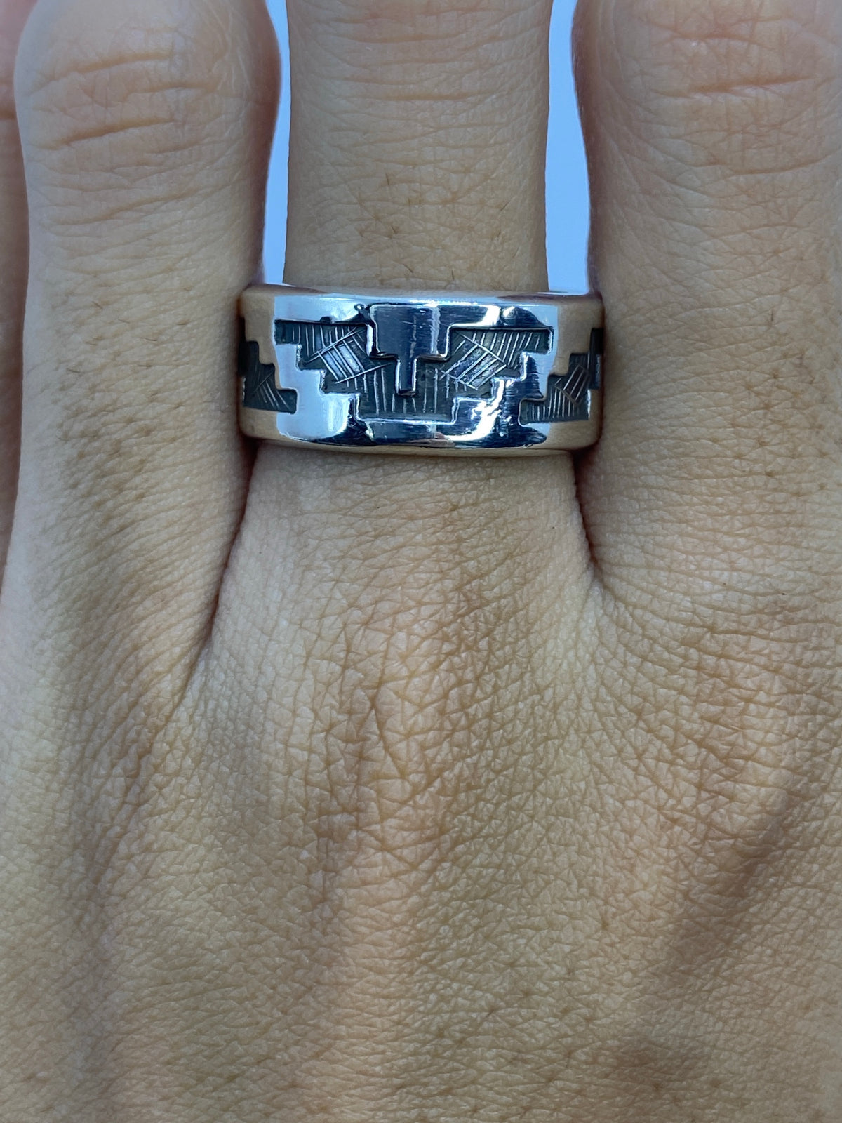 Anillo de Plata Repujado Geométrico — Taxco 925 — foto 5