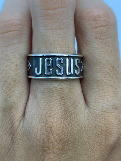 Anillo de Plata Repujado con Mensaje JESUS — Taxco 925 — foto 5