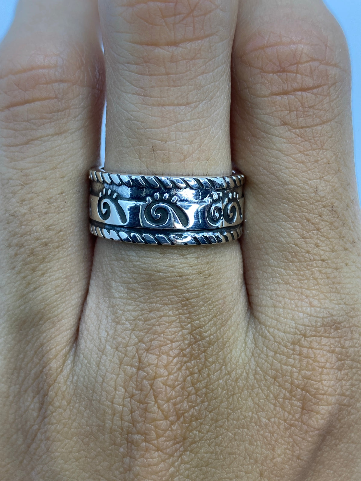Anillo de Plata Repujado Espirales Prehispánicas — Taxco 925 — foto 5
