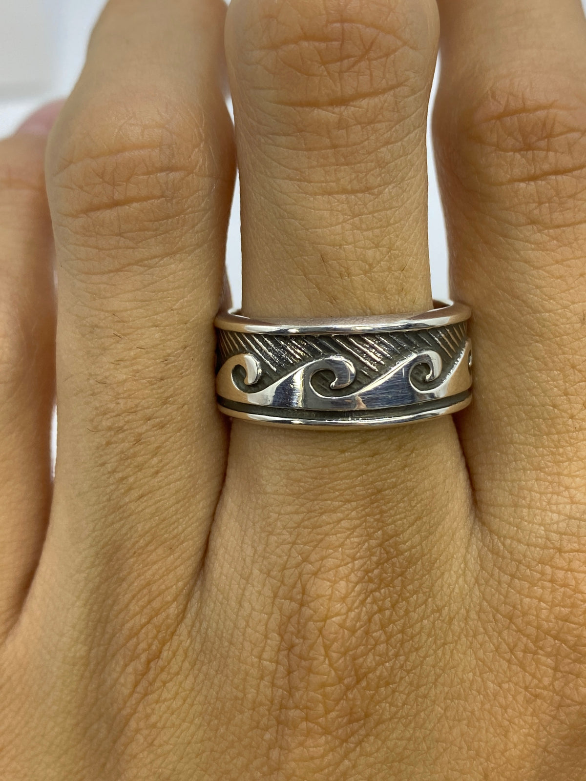 Anillo de Plata Repujado Ondas — Taxco 925 — foto 5