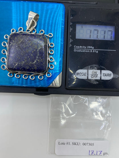 Dije de Plata con Lapislázuli — Diseño Cuadrado Taxco — foto 6