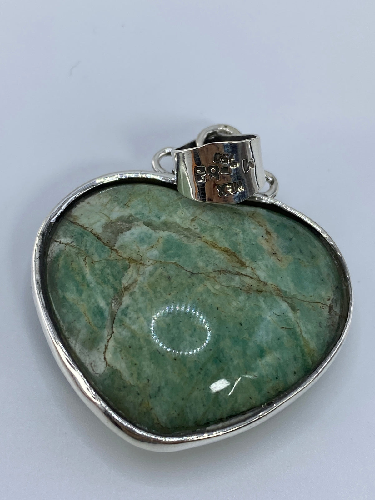 Dije de Plata 950 Corazón con Piedra Verde Olivo — foto 5