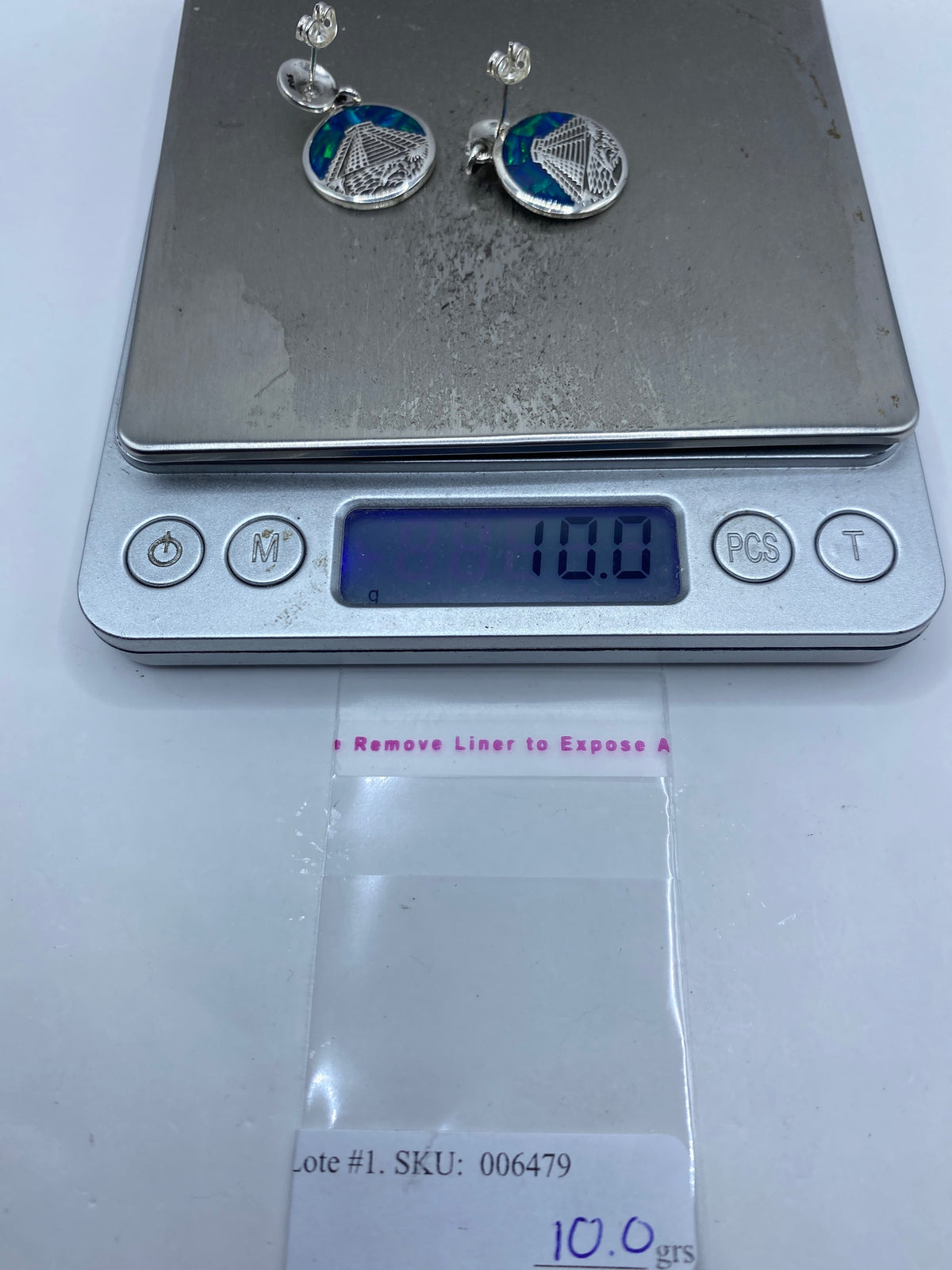 Aretes Plata Pirámide Chichén Itzá con Ópalo Azul — foto 6