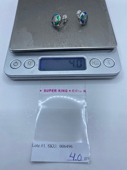 Aretes de Plata Ópalo de Fuego Azul — Taxco 925 — foto 6