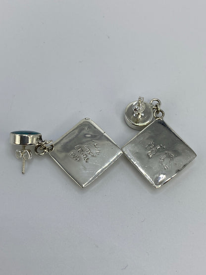 Aretes de Plata Abanico con Turquesa Azul — Taxco 925 — foto 5