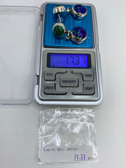 Aretes de Plata con Malaquita Verde — Taxco 925 — foto 6
