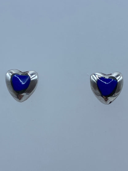 Aretes de plata con lapislázuli azul engastados a mano en Taxco