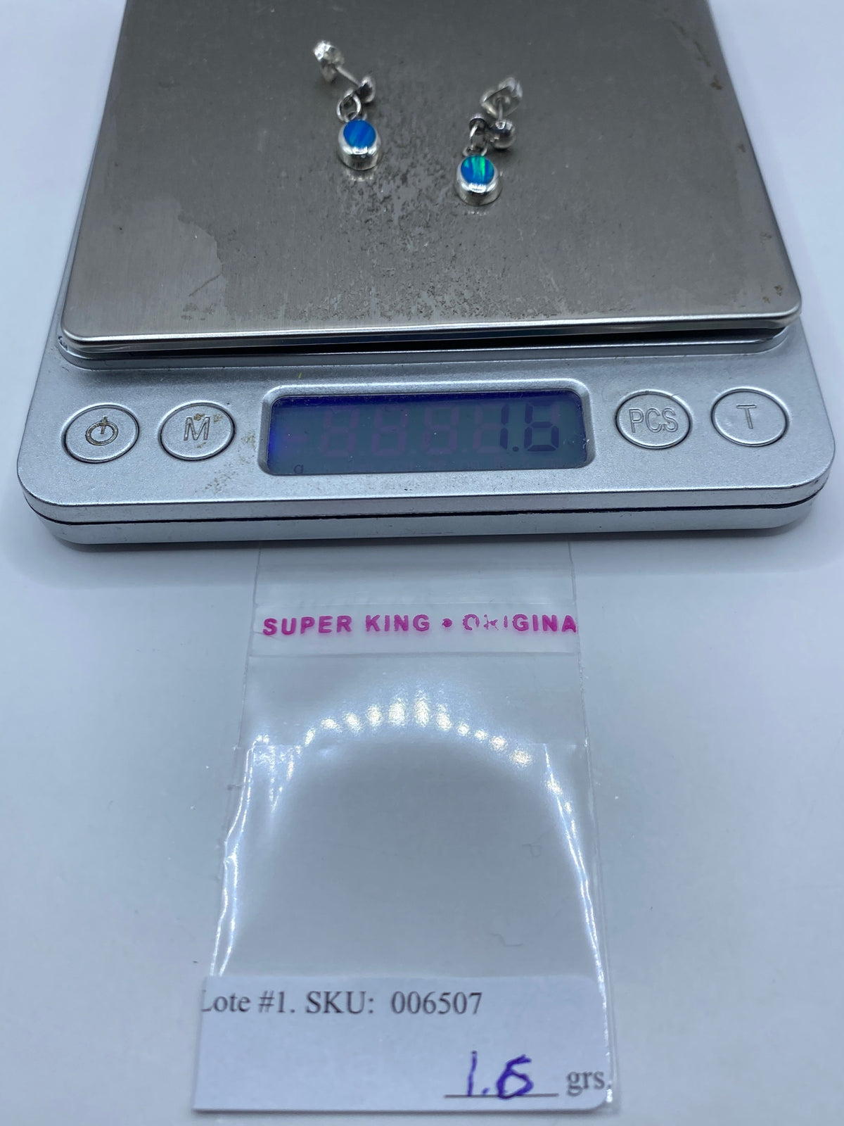 Aretes de Plata con Ópalo de Fuego Azul — Taxco 925 — foto 6