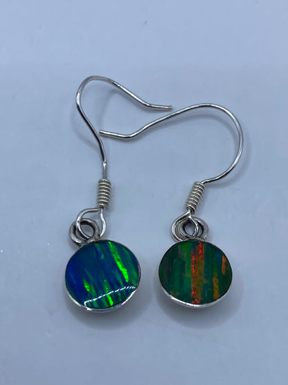 Aretes Plata Ópalo de Fuego — Destellos Verdes y Azules — foto 5