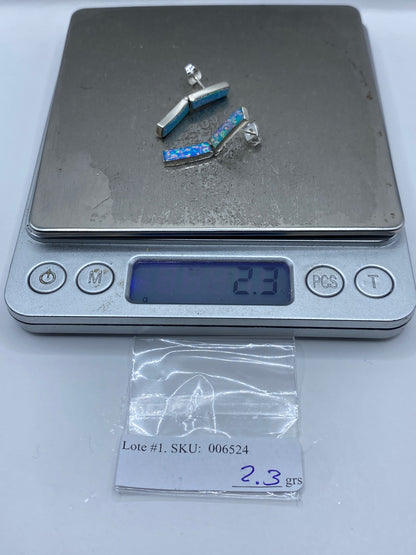 Aretes de Plata con Ópalo de Fuego Azul — Taxco 950 — foto 6