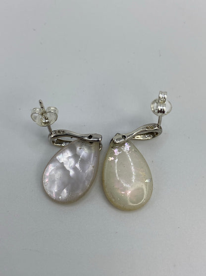 Aretes Plata 925 con Madre Perla Blanca — Taxco — foto 5