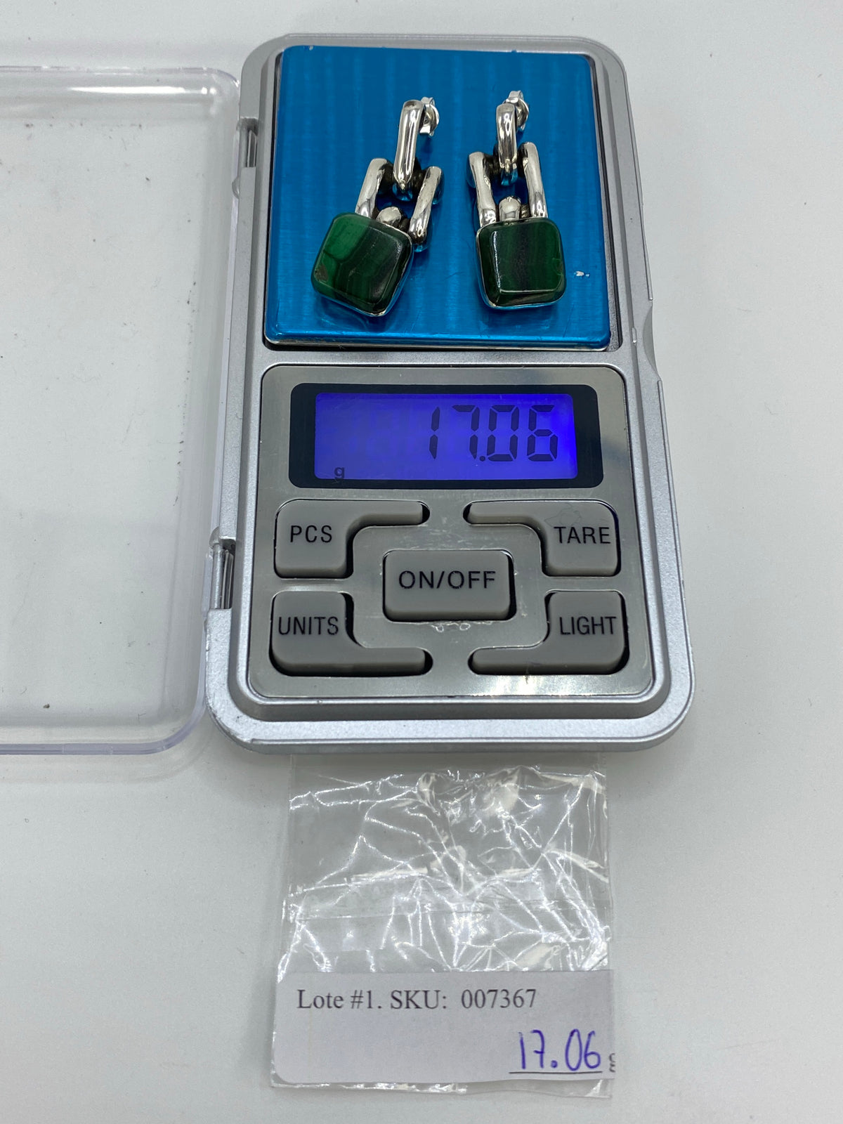 Aretes Malaquita Plata Taxco — Verde profundo — foto 6