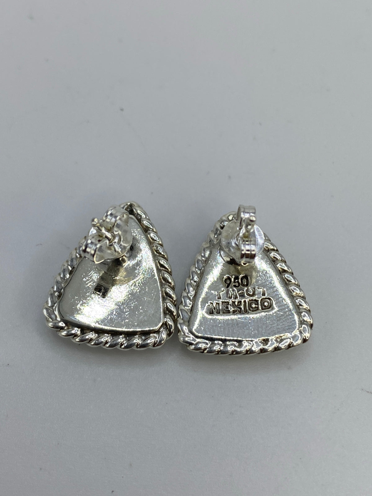 Aretes Triangulares Plata 950 Ópalo de Fuego Azul — Taxco — foto 5