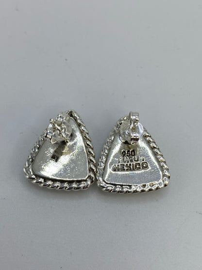 Aretes Triangulares Plata 950 Ópalo de Fuego Azul — Taxco — foto 5