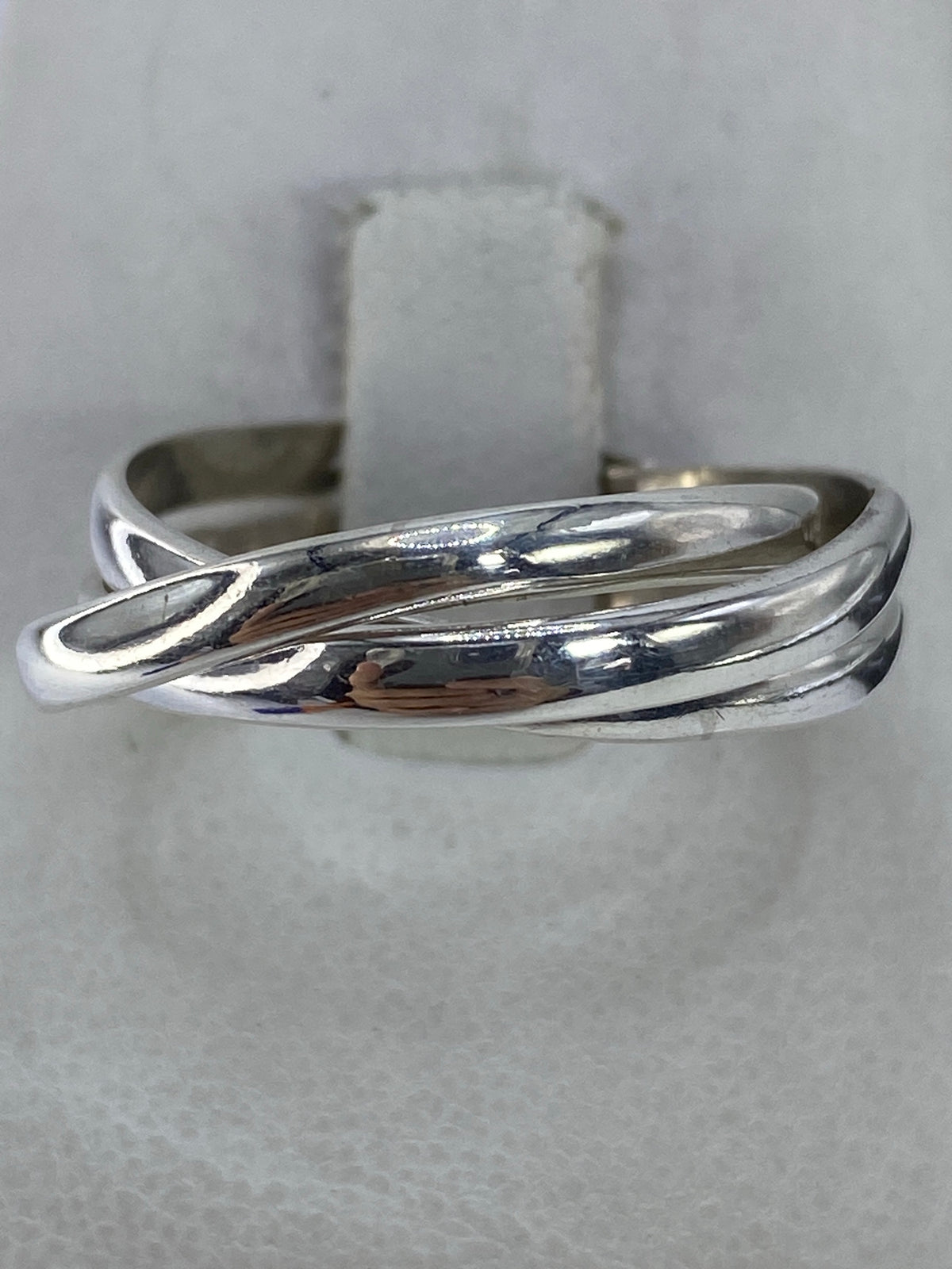 Anillo de plata 925 con 3 bandas entrelazadas, pulido a espejo