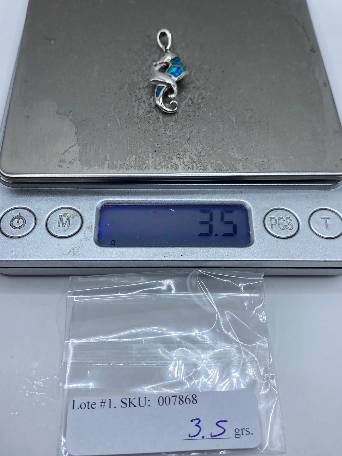 Dije Caballito de Mar Plata 925 con Ópalo Azul — Taxco — foto 6