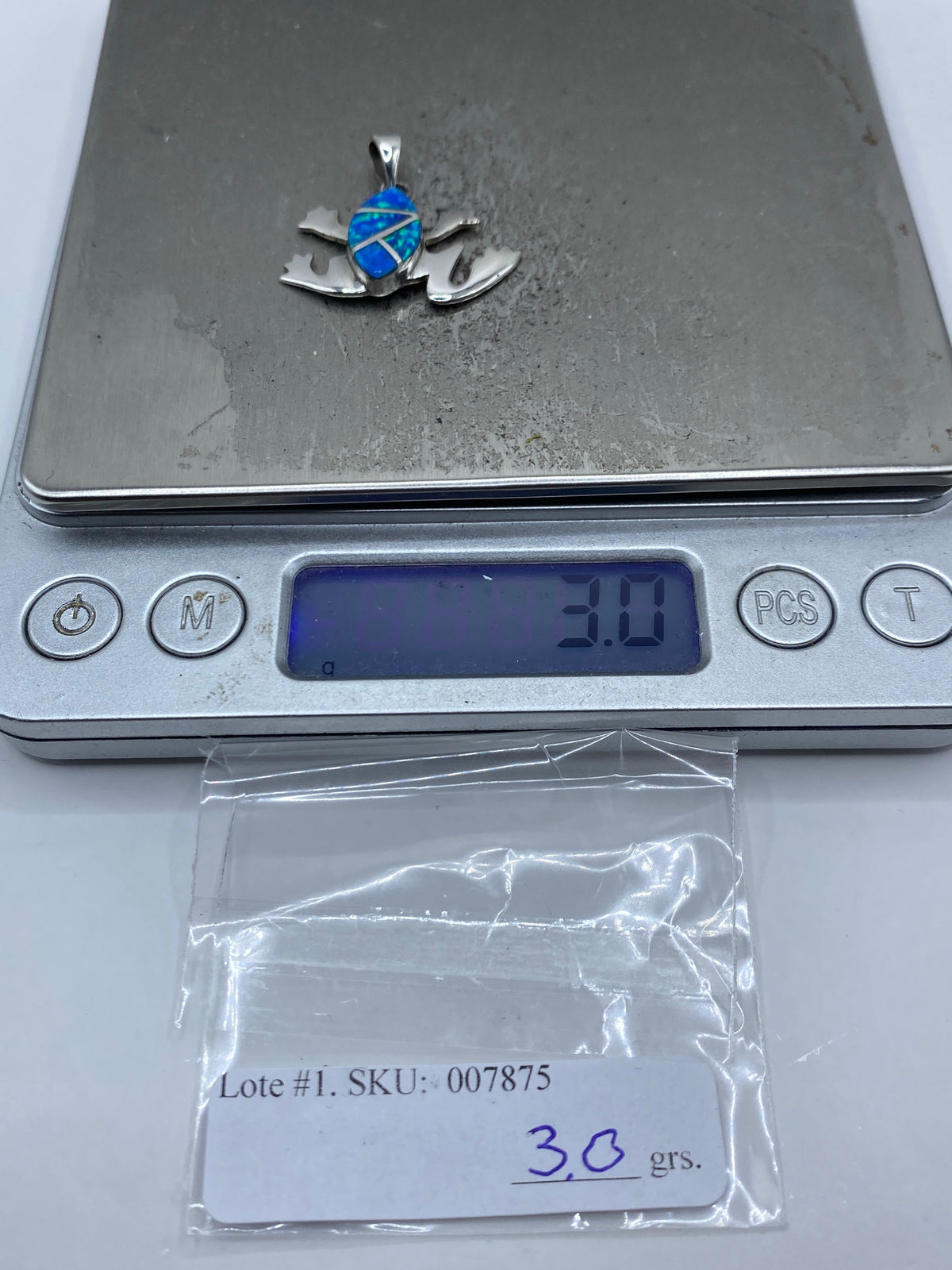 Dije Rana de Plata con Ópalo de Fuego Azul — Taxco 925 — foto 6