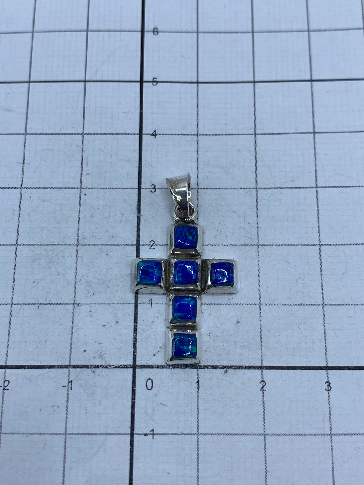 Dije Cruz Ópalo de Fuego Azul Plata 950 — Taxco — foto 5
