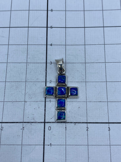 Dije Cruz Ópalo de Fuego Azul Plata 950 — Taxco — foto 5