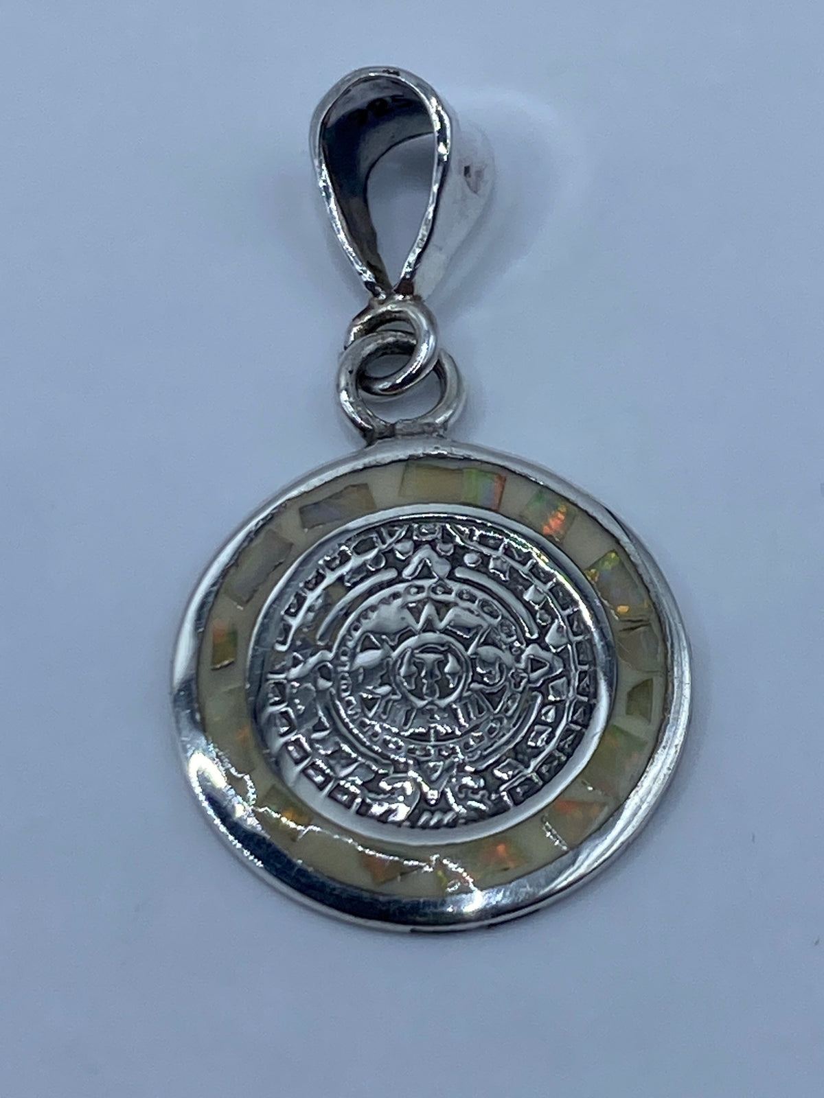 Dije Plata Calendario Azteca con Ópalo de Fuego — Taxco 925 — foto 5