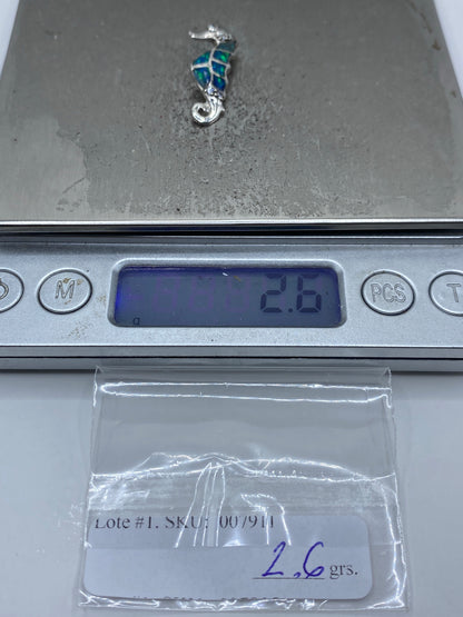 Dije Caballito de Mar Plata 925 Ópalo Fuego y Circonia — foto 6