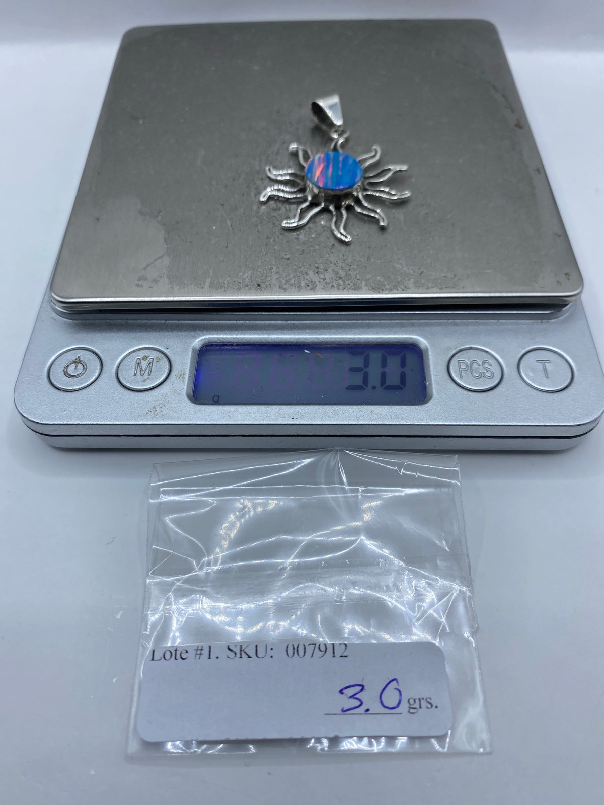 Dije Solar de Plata 950 con Ópalo de Fuego Azul — foto 6