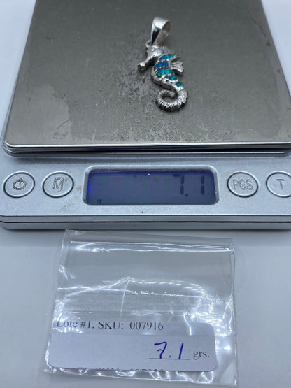 Dije Caballito de Mar Plata 950 Ópalo de Fuego — foto 6