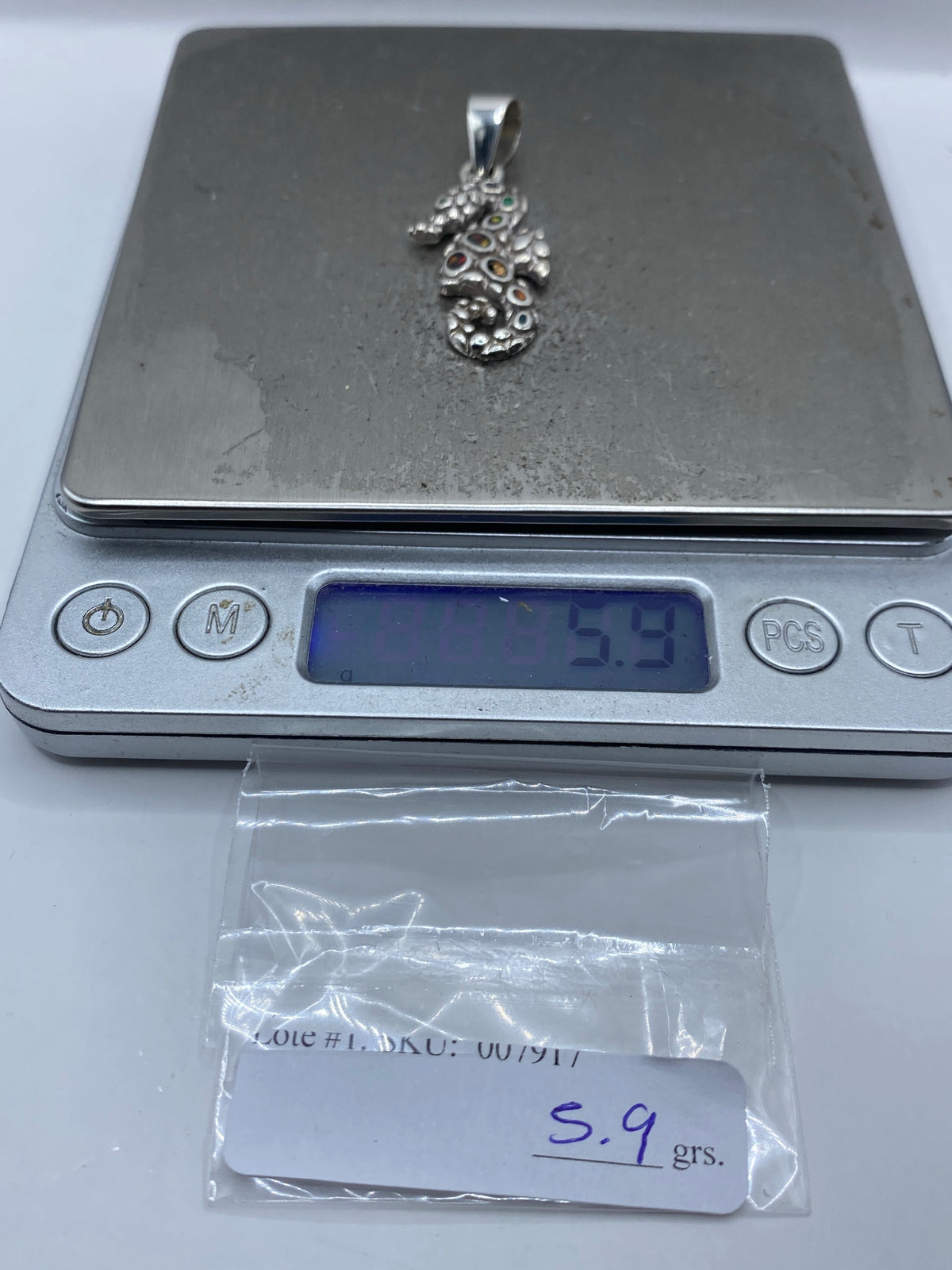Dije Caballito de Mar Plata 950 con Ópalo de Fuego — foto 6