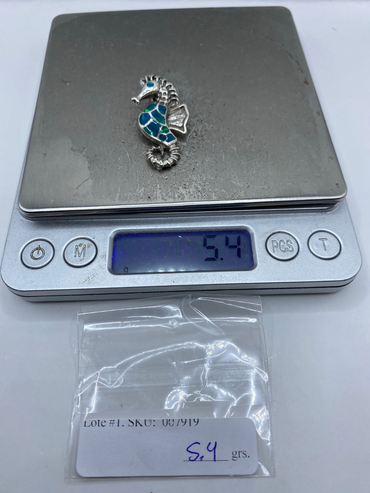 Dije Caballito de Mar en Plata 950 con Ópalo Azul — foto 6