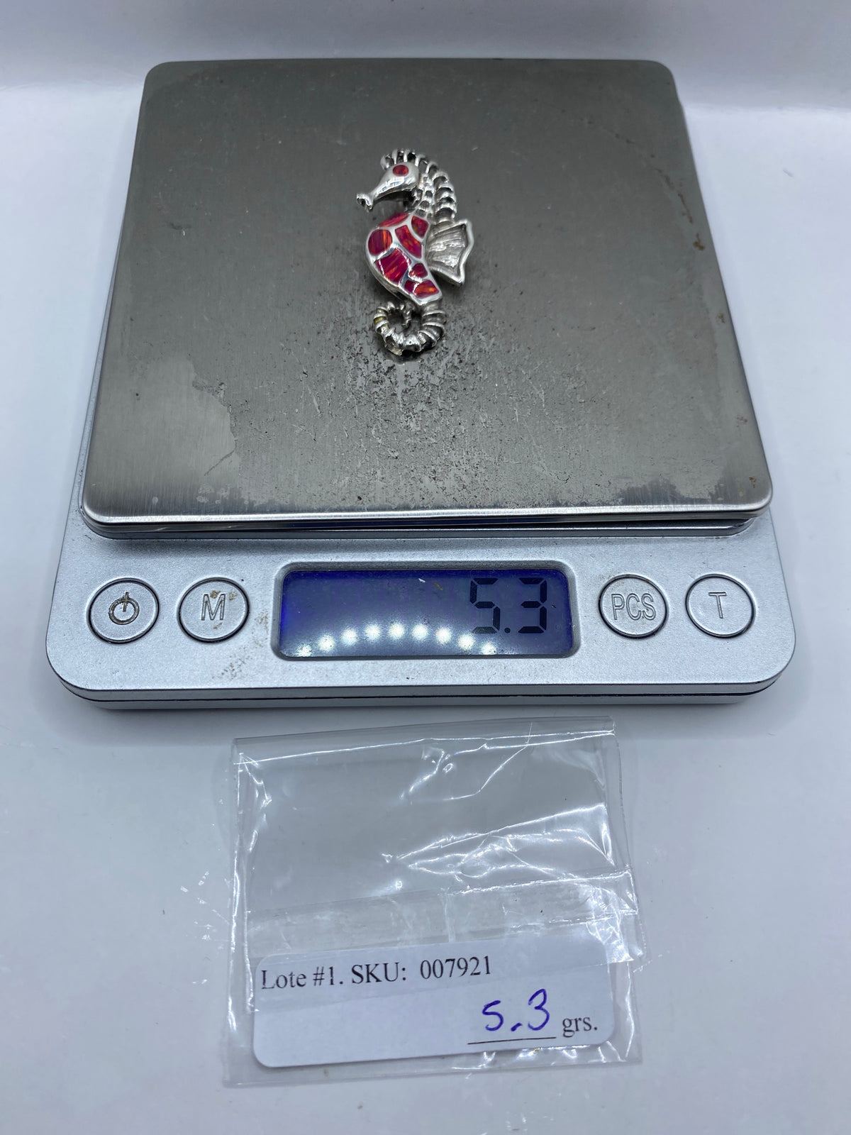 Dije Caballito de Mar Ópalo de Fuego Rosa — Plata 925 — foto 6