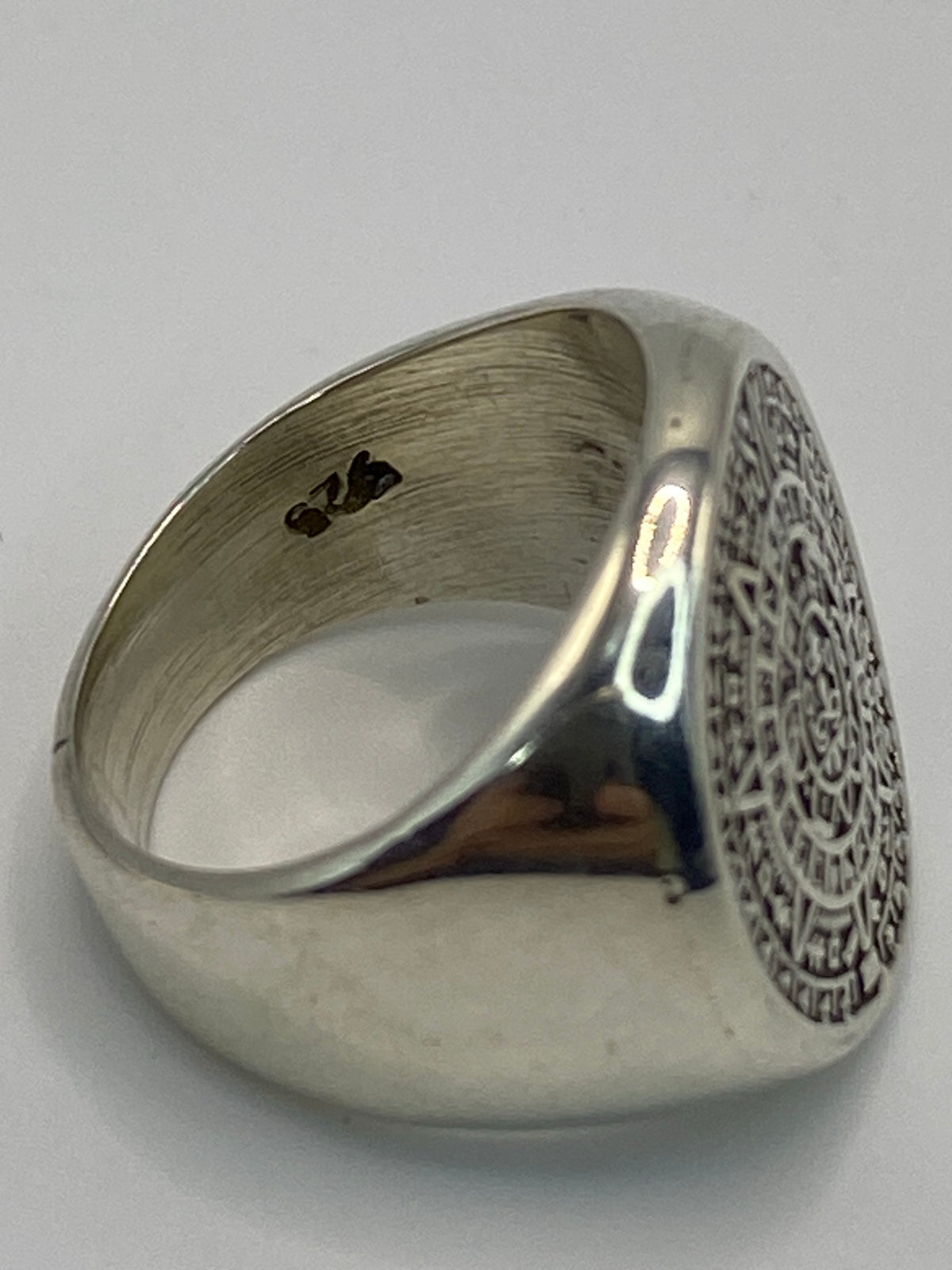 Anillo Calendario Azteca de Plata Repujada — Taxco 925 — foto 5