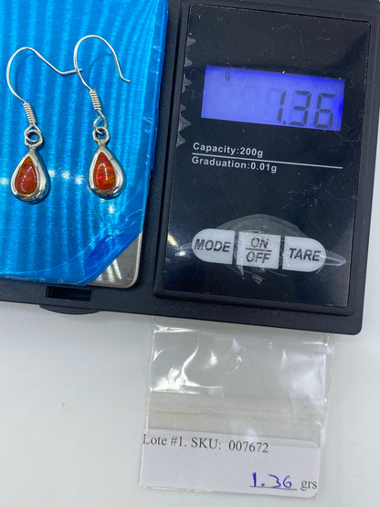 Aretes de Plata con Ópalo de Fuego Naranja — Taxco 925 — foto 6
