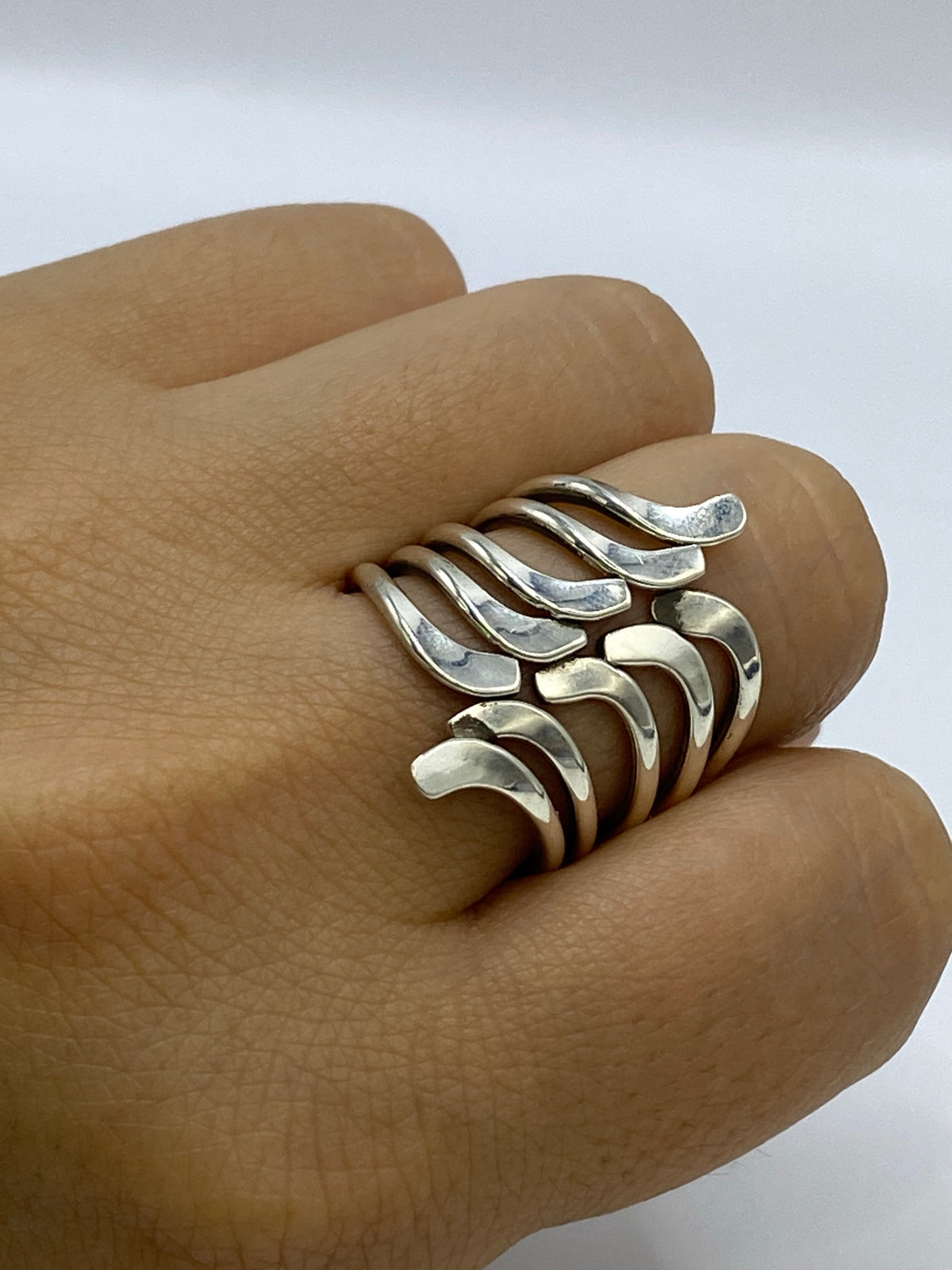 Anillo de Plata Repujado Eslabones Ajustable — Taxco 925 — foto 6