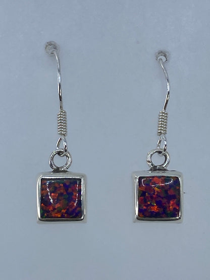 Par de aretes de plata 925 con ópalo de fuego multicolor engastados a mano