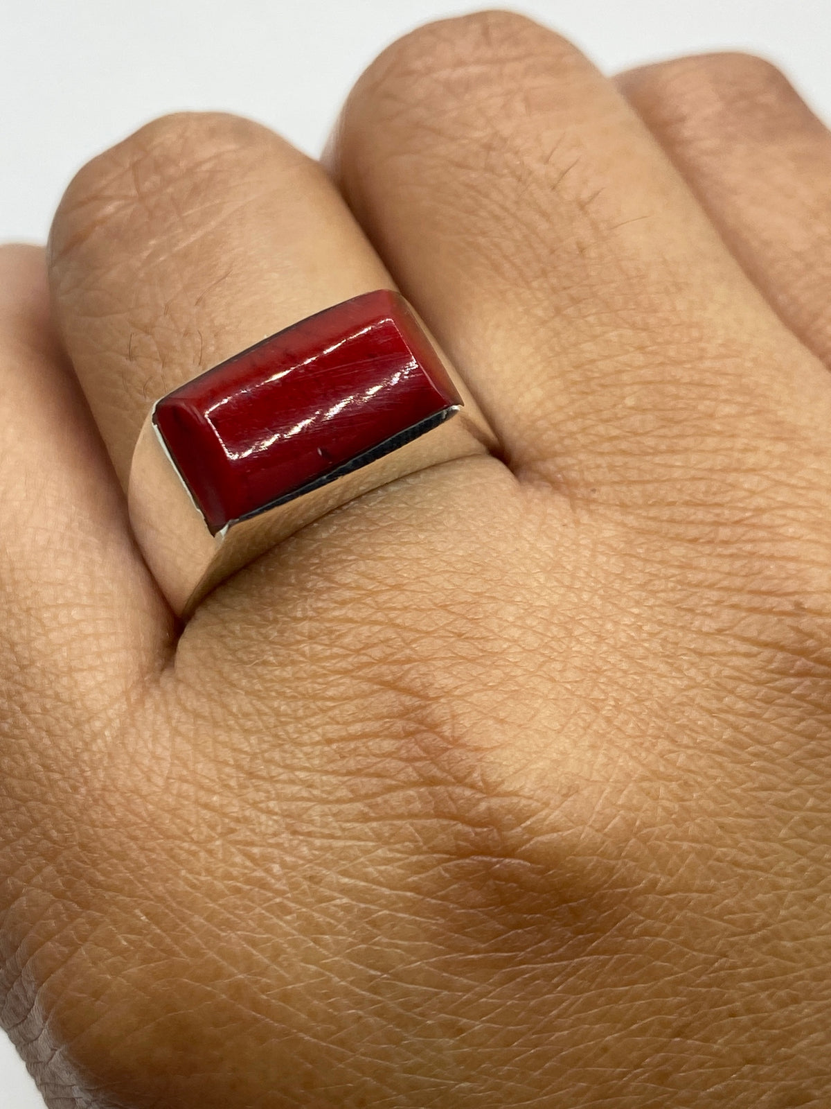 Anillo de Plata 925 con Coral Rojo — Taxco — foto 6