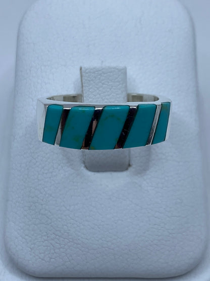 Anillo de plata 925 con turquesa azul cielo engastada, vista frontal