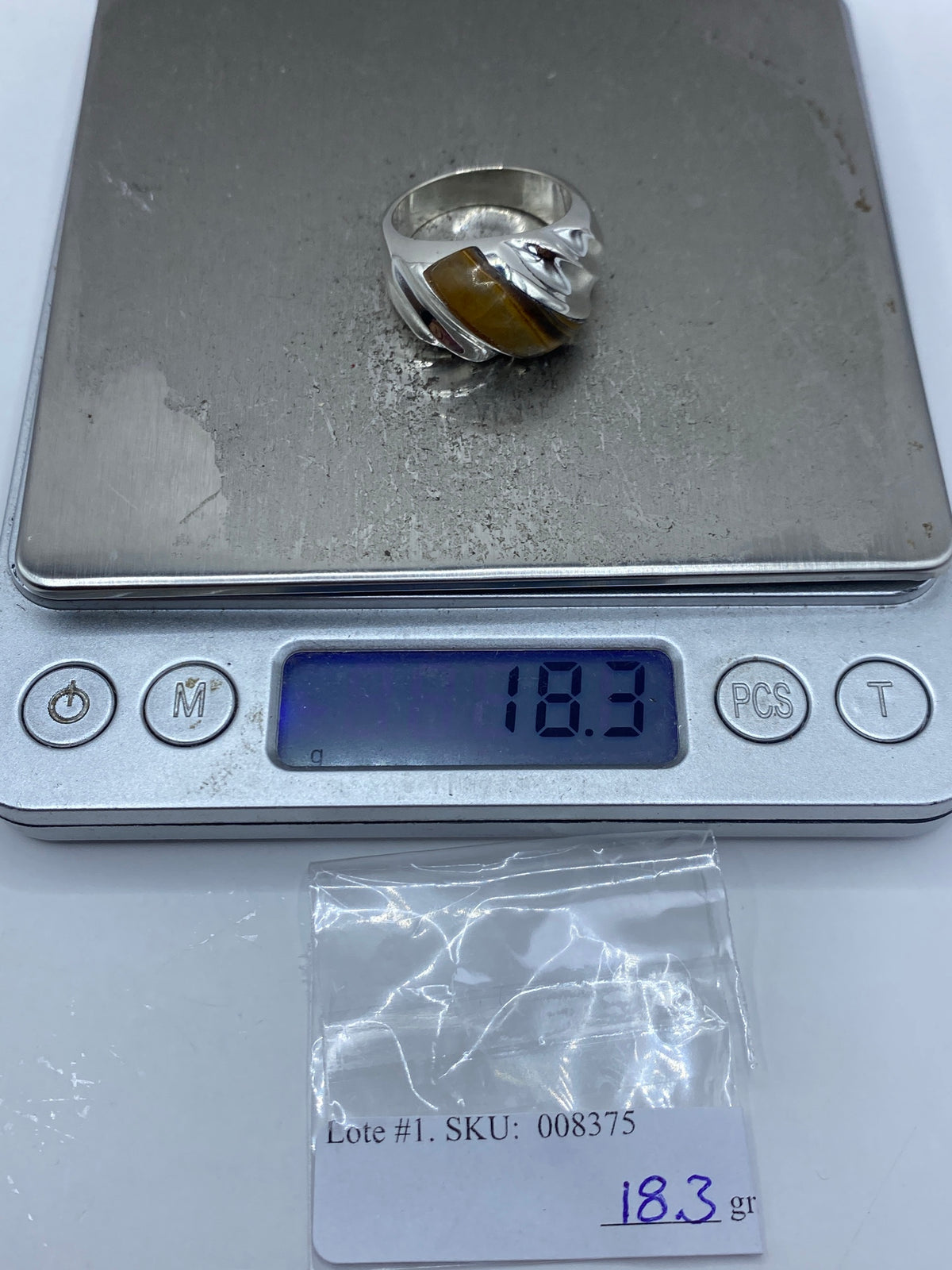 Anillo Plata Ojo de Tigre Escultural — Taxco 925 — foto 7