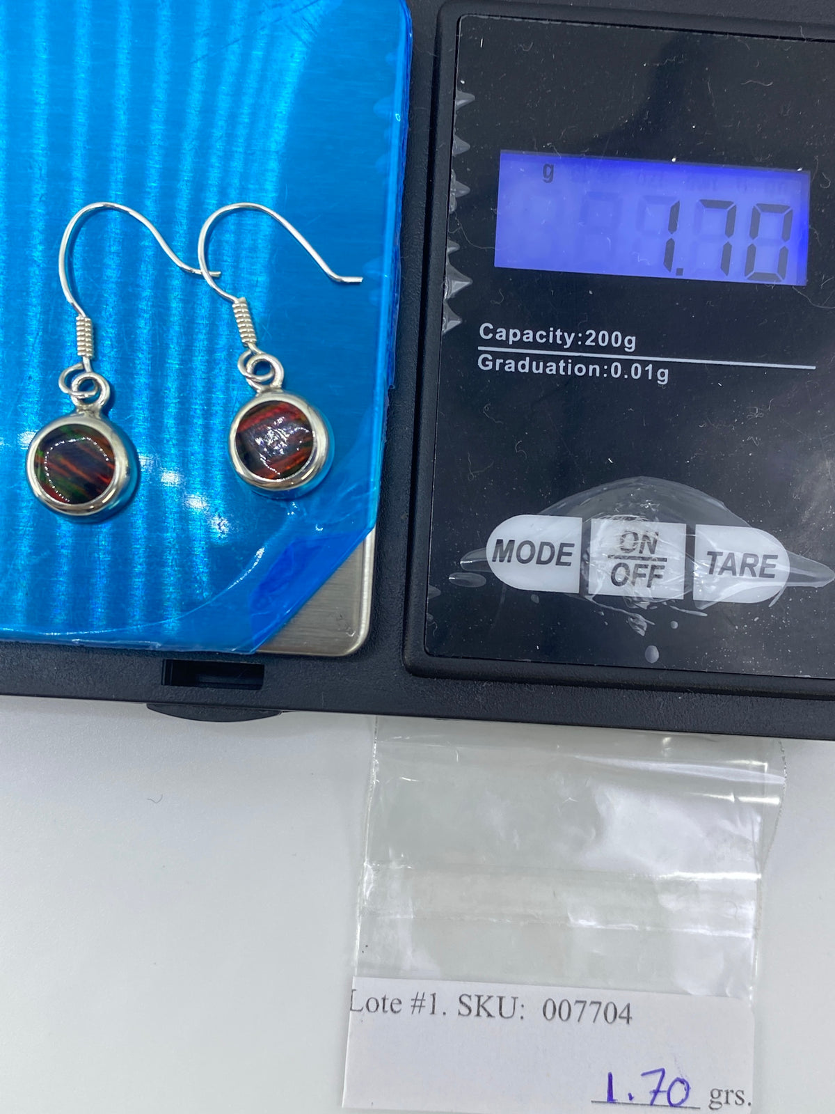 Aretes de Plata con Ópalo de Fuego Multicolor — Taxco 925 — foto 6