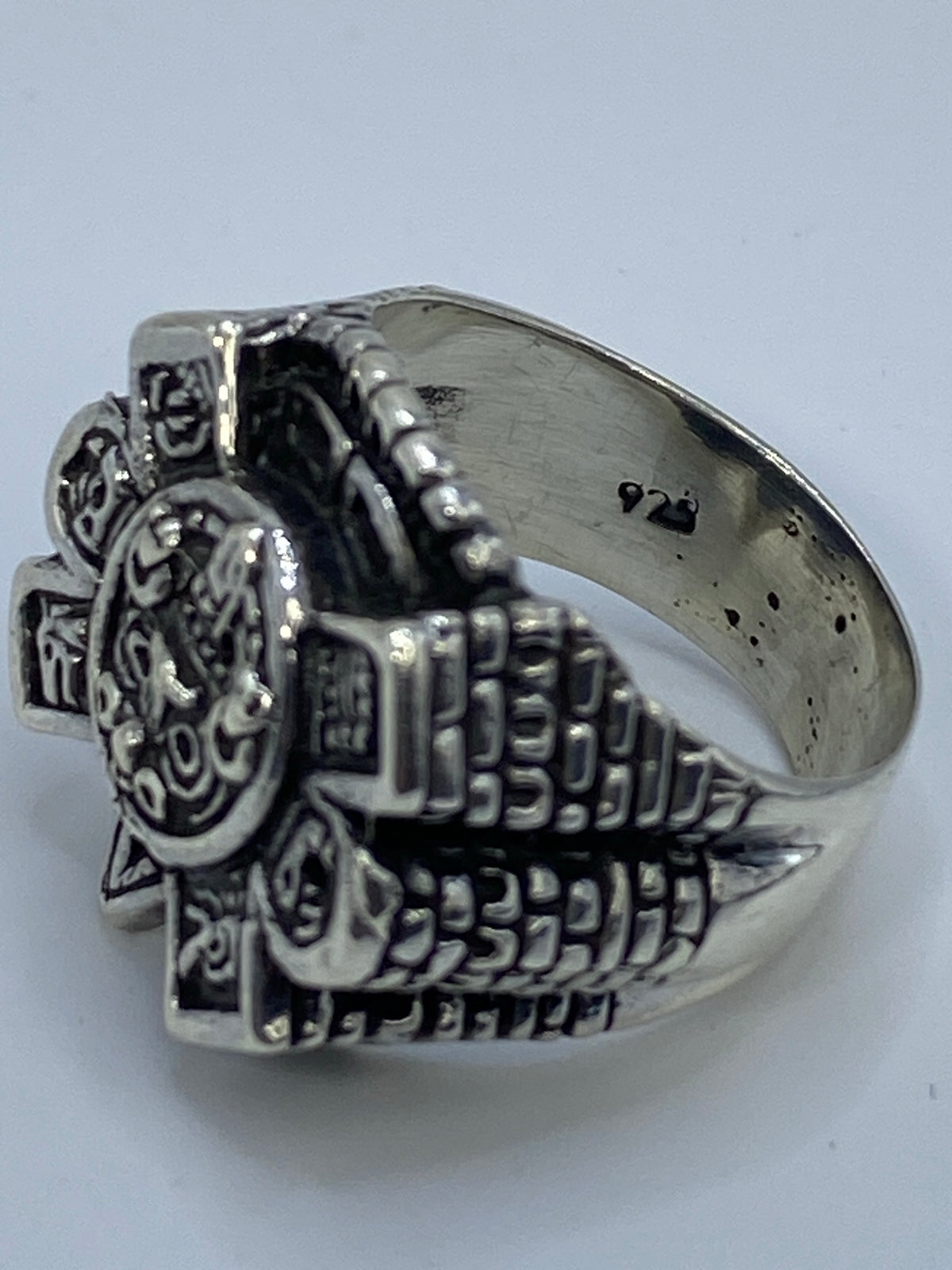 Anillo Calendario Azteca Repujado Plata 925 — Taxco — foto 5