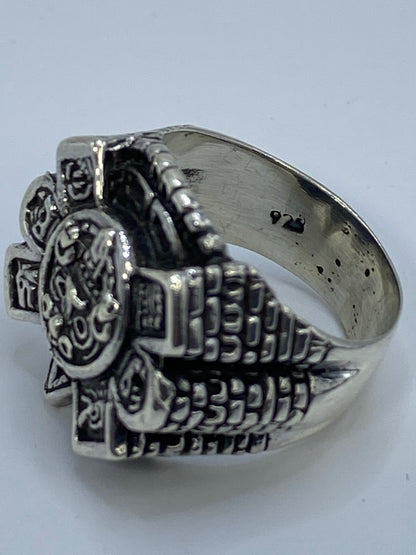 Anillo Calendario Azteca Repujado Plata 925 — Taxco — foto 5
