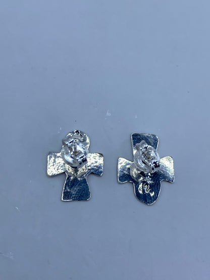 Aretes Cruz de Plata con Esmalte Negro — Taxco 925 — foto 5