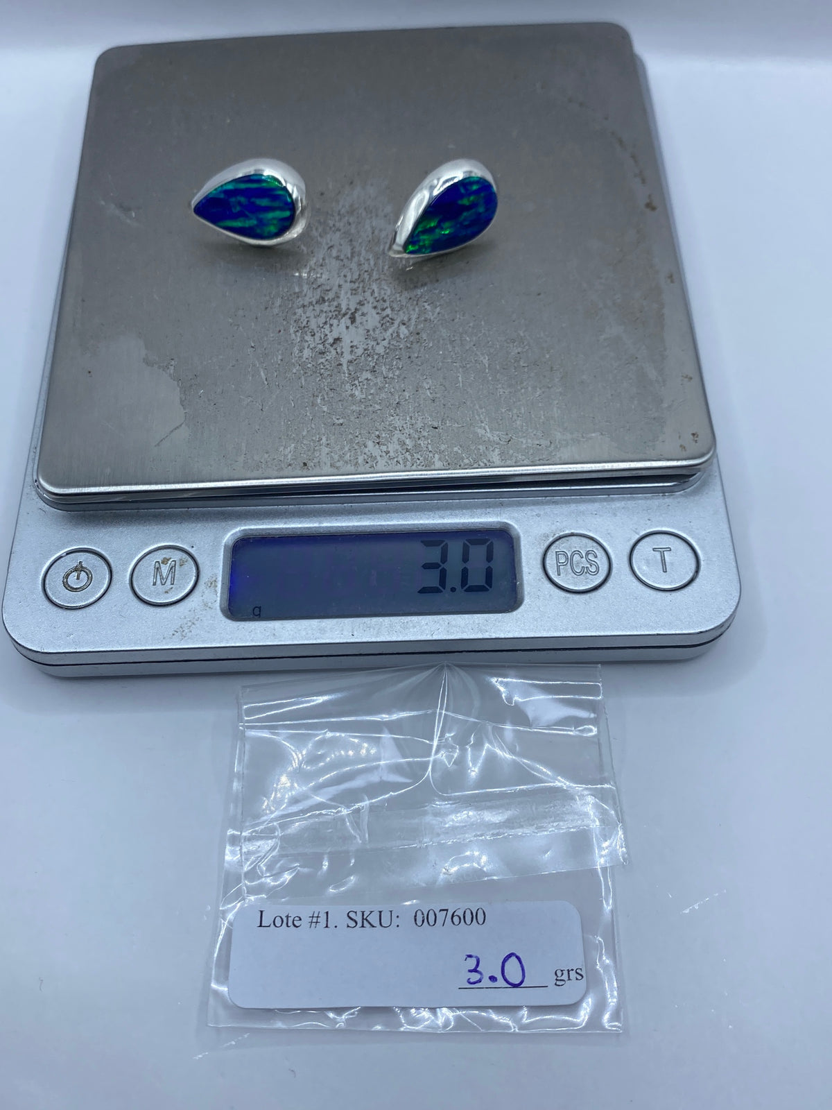 Aretes de Plata con Ópalo de Fuego Azul — Taxco 925 — foto 6